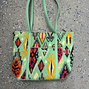 Vera Bradley Green Tote Bag with Geometric Pattern